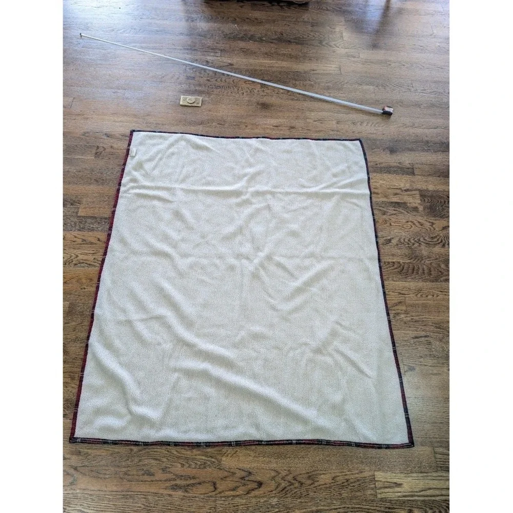 Vtg Woolrich Home Sherpa Fleece Throw Blanket 58x46 Wool Blend Cabin Lodge Plaid